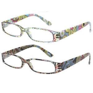 Kerecsen 2 Pairs Women Reading Glasses +3.50 Classic Printing Square Readers